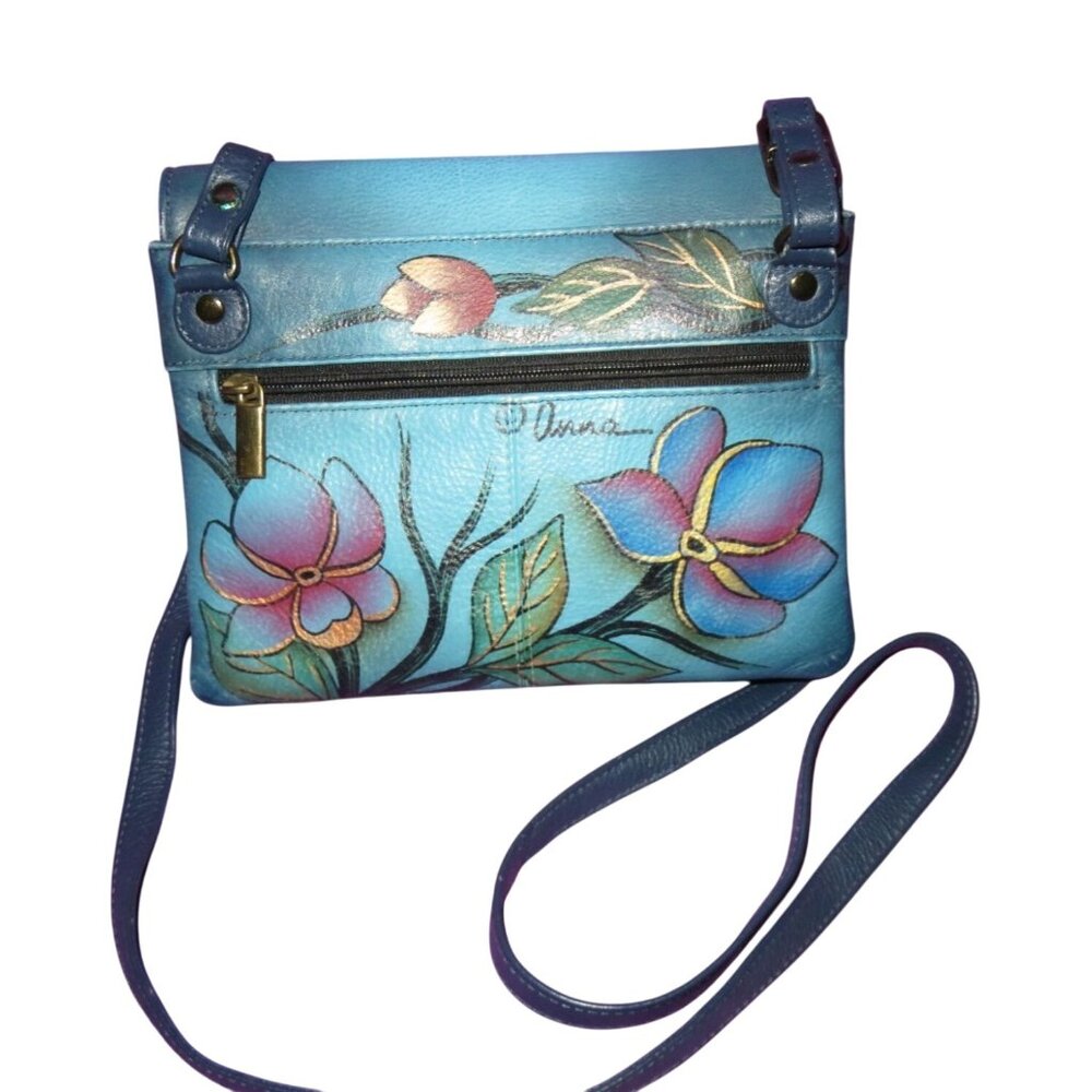 ANUSCHKA Anna Hand Painted Leather Crossbody Messenger Flap Bag